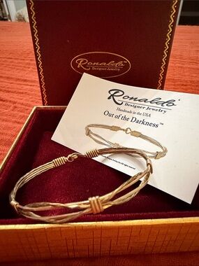 Ronaldo Silver and Gold Multi-Strand Wire Bangle - Women's Jewelry